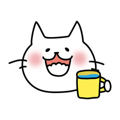 ガラガラうがいをする白い猫