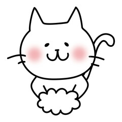 手を洗う白い猫