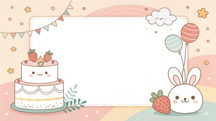 Fototapeta premium cute cartoon happy birthday mockup illustration background