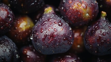 High-angle view of moist figs up close