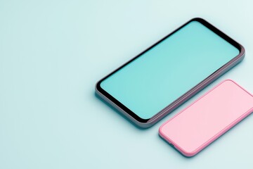 Modern Minimalist Smartphones on Soft Blue Background