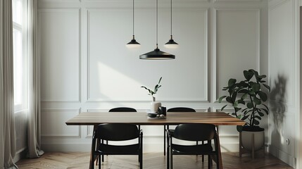 Modern beautiful dining room interior 