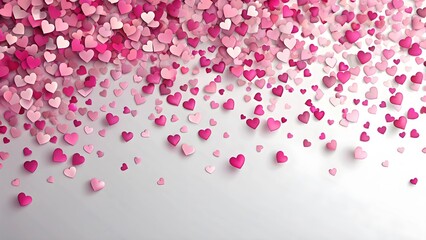 Romantic background with hearts on a light background, with space for text. Concept for Valentine's Day or wedding.