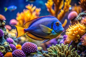 Obraz premium Vibrant Tang Fish Swimming Gracefully in Aquarium Tank