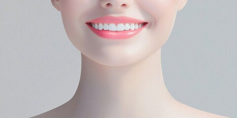 Women's day motivation concept. Bright smile of a young woman with smooth skin against a light background.
