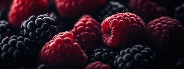 raspberries and blackberries close-up