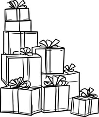 Stacked gift wrapping sketch drawing