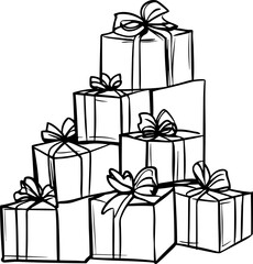 Stacked gift wrapping sketch drawing