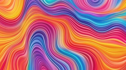 Fototapeta premium Vibrant Colorful Stripes in Rainbow Pattern with Waves for Background and Design Use