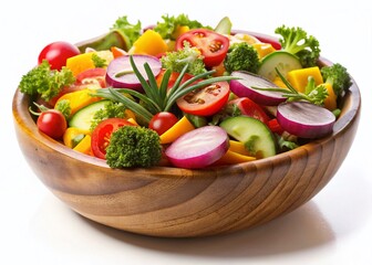Vibrant Vegetable Salad Bowl: Healthy Vegetarian Meal Prep, Recipe Illustration Stock Photo