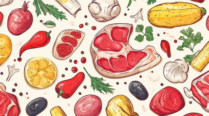 Seamless pattern of food