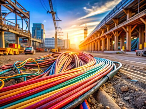 Heavy-duty, grounded power cables and diligent electrical installations ensure safe energy supply for construction equipment on building sites.