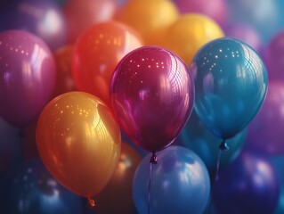 Vibrant Close-up Photo: Shimmering Balloons Gleam Joyfully. AI Generated
