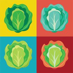Fresh Lettuce Food set Vector Illustration - Green Vegetable Design for Healthy Eating
