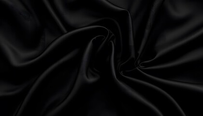 Fototapeta premium Elegant Black Satin Drape: Luxurious Texture and Deep Shadow