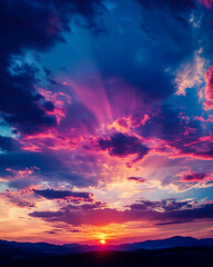 Fototapeta premium Explore the science behind why sunsets appear so colorful and vibrant, describing it poetically