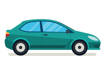 Naklejka premium Car side view flat illustration on white background 