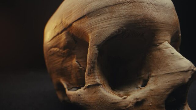 Anatomy and human body, skull of a dead man.