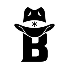 Fototapeta premium initial A with hat cowboy, Design element for logo, emblem, t shirt. Vector illustration