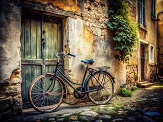 Vintage Black and White Bicycle, Old Rusty Bike, Abandoned Bicycle, France, Street Photography