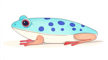Vibrant Blue Frog Illustration: Charmingly Detailed Hand-Drawn Sketch. AI Generated