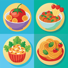 Pasta Food Vector set Illustration - Delicious Italian Cuisine Design
