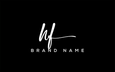 HF letter beauty handwriting vector logo.