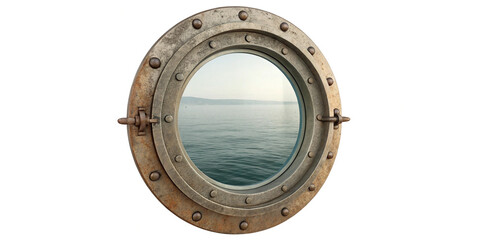 Obraz premium A Porthole Isolated on a White Background for Nautical Themes