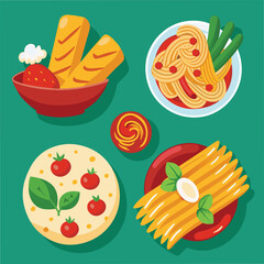 Pasta Food Vector set Illustration - Delicious Italian Cuisine Design