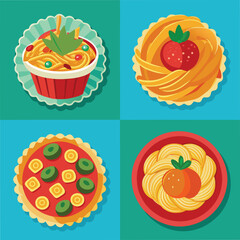 Pasta Food Vector set Illustration - Delicious Italian Cuisine Design