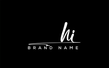 HI letter beauty handwriting vector logo.