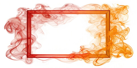 Vibrant Red-Orange Rectangular Smoke Frame Isolated for Artistic Use