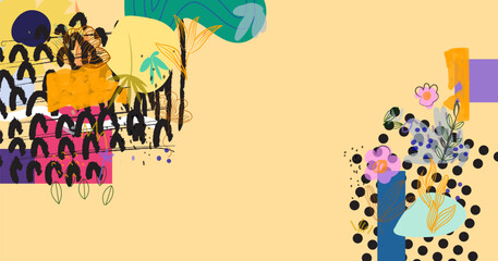 Modern abstract dynamic colored shapes, lines and scribbles background vector illustration. Aesthetic design for banner, web, wallpaper and cards.