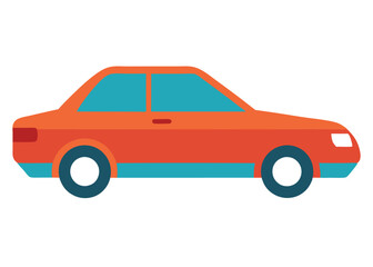 Fototapeta premium Car side view flat illustration on white background 
