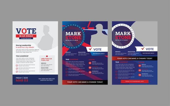 political election flyer template. Vector premium editable flyer leaflet layout