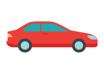 Obraz premium Car side view flat illustration on white background 