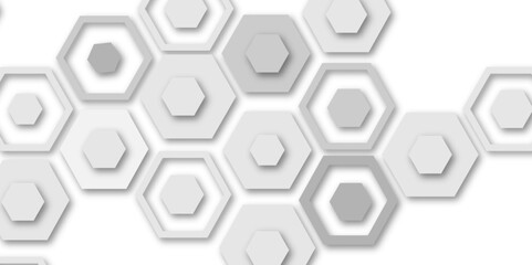 Abstract modern white and grey hexagon technology geometric pattern concept white background. Use for template, wallpaper, website vector illustration