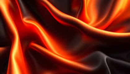 Obraz premium Fiery Orange and Black Silk Drape: A Luxurious Textural Abstract