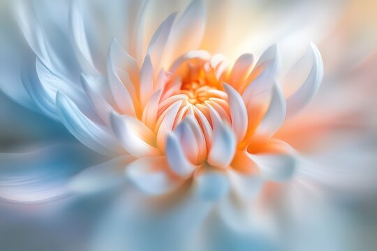 A closeup of a colorful chrysanthemum bloom captured with soft focus, highlighting its natural elegance.