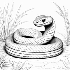 Fototapeta premium coloring pages animal for kids. cute snake. ready to print on standard 8.5x11 inch paper, 300 DPI resolution for high quality.
