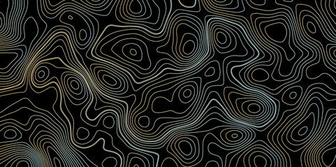 Multicolor wave and light trail background, Luxury gradient color topography wave lines isolated on black background, Beautiful Topo Wallpaper, Contour topographic map background vector illustration.
