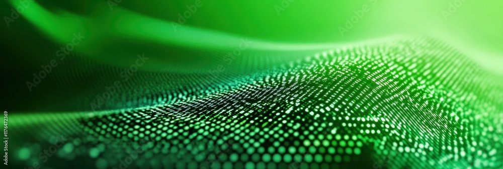 Poster futuristic green digital wave pattern representing technology and data flow in cyberspace and intern