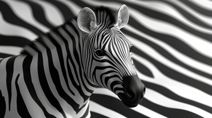 Fototapeta premium Captivating Zebra Portrait with Striking Black and White Stripes
