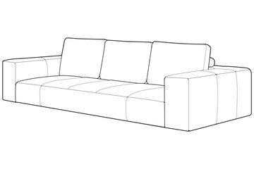 Sofa or couch line art illustration. Outline furniture for living room. Sofa illustration isolated.