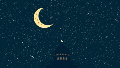 Fototapeta premium mosque and moon and stars with gradient background