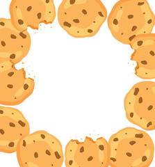 Cute sweet dessert cookies frame border clipart illustration card poster