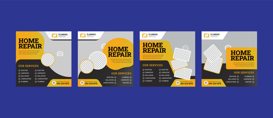 Real Estate Social Media Post Layout. Professional Home service, Flyer, social media, poster Template design,