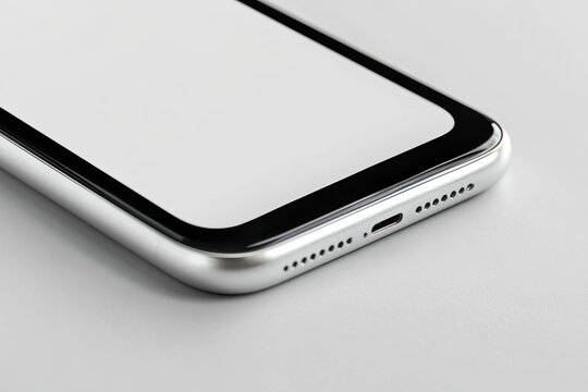 Mobile screen mockup showing a white placeholder for app content or text