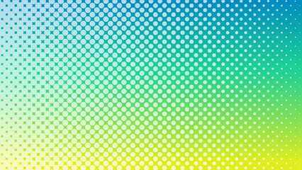 abstract dot halftone with gradient green and blue color background