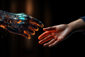 Amazing Handshake with futuristic tech streams